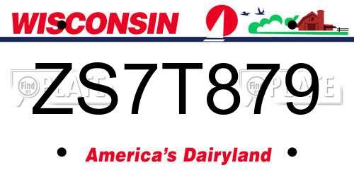 ZS7T879 Wisconsin License Plate