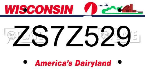 ZS7Z529 Wisconsin License Plate