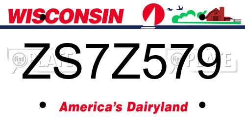 ZS7Z579 Wisconsin License Plate