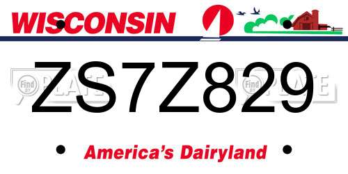 ZS7Z829 Wisconsin License Plate