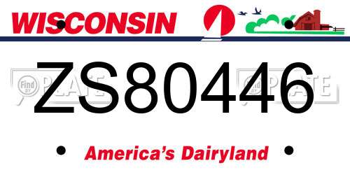 ZS80446 Wisconsin License Plate