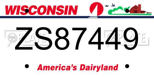 ZS87449 Wisconsin License Plate