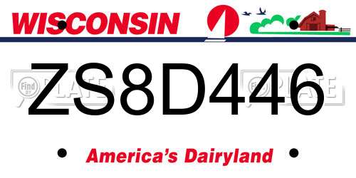 ZS8D446 Wisconsin License Plate