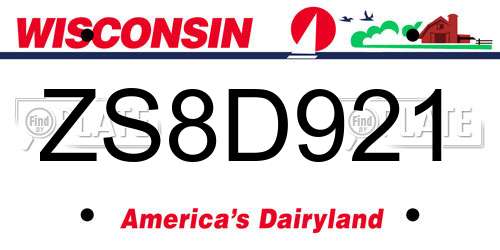 ZS8D921 Wisconsin License Plate