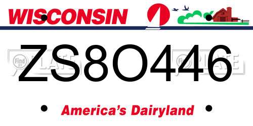 ZS8O446 Wisconsin License Plate