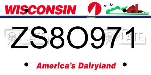 ZS8O971 Wisconsin License Plate