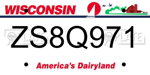 ZS8Q971 Wisconsin License Plate