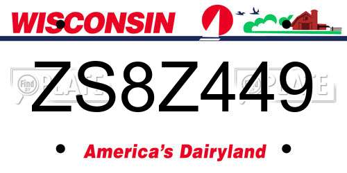 ZS8Z449 Wisconsin License Plate