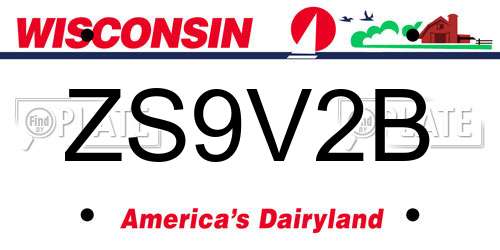 ZS9V2B Wisconsin License Plate