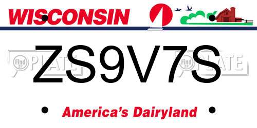 ZS9V7S Wisconsin License Plate