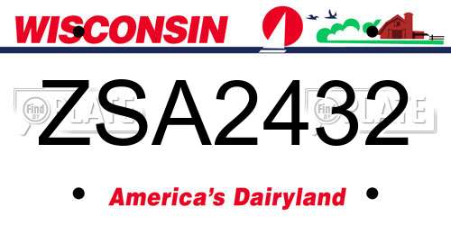 ZSA2432 Wisconsin License Plate