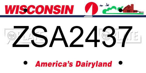 ZSA2437 Wisconsin License Plate