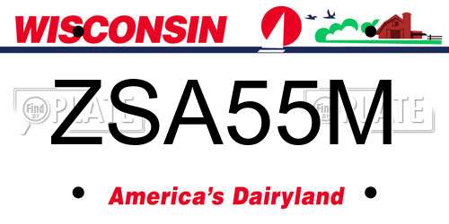 ZSA55M Wisconsin License Plate