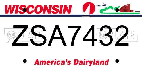ZSA7432 Wisconsin License Plate