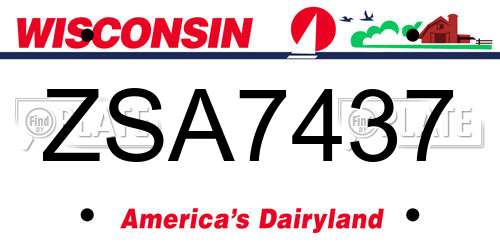ZSA7437 Wisconsin License Plate