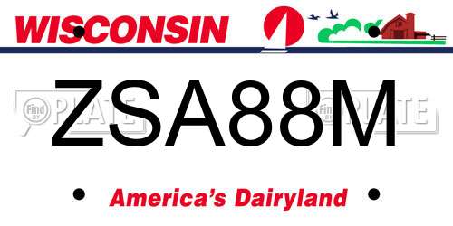 ZSA88M Wisconsin License Plate
