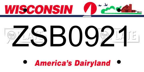ZSB0921 Wisconsin License Plate