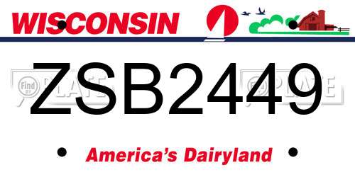 ZSB2449 Wisconsin License Plate