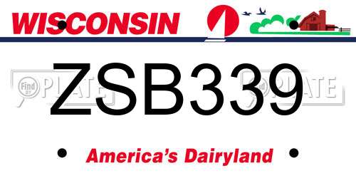 ZSB339 Wisconsin License Plate