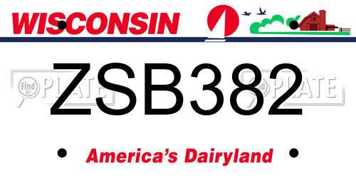 ZSB382 Wisconsin License Plate