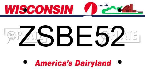 ZSBE52 Wisconsin License Plate