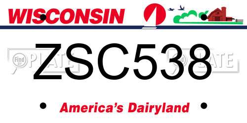 ZSC538 Wisconsin License Plate