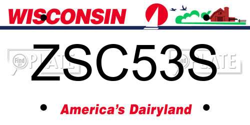 ZSC53S Wisconsin License Plate
