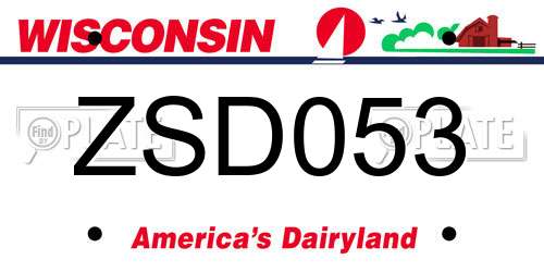 ZSD053 Wisconsin License Plate