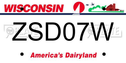 ZSD07W Wisconsin License Plate