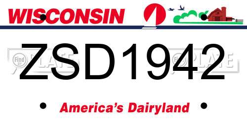 ZSD1942 Wisconsin License Plate