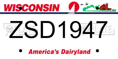 ZSD1947 Wisconsin License Plate