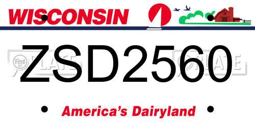 ZSD2560 Wisconsin License Plate