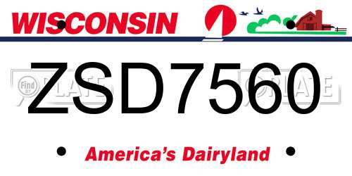 ZSD7560 Wisconsin License Plate