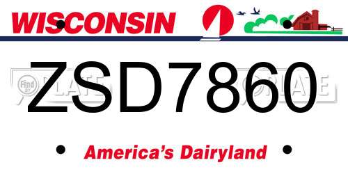 ZSD7860 Wisconsin License Plate