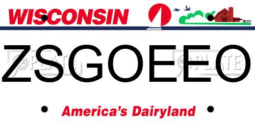 ZSGOEEO Wisconsin License Plate