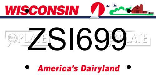 ZSI699 Wisconsin License Plate