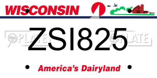 ZSI825 Wisconsin License Plate