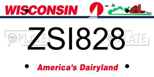 ZSI828 Wisconsin License Plate