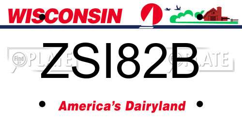 ZSI82B Wisconsin License Plate
