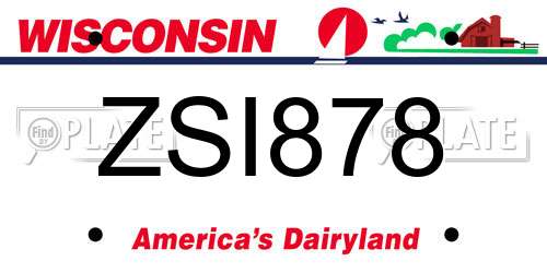 ZSI878 Wisconsin License Plate