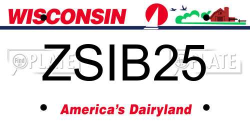 ZSIB25 Wisconsin License Plate