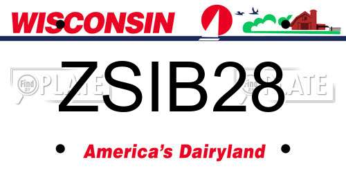 ZSIB28 Wisconsin License Plate