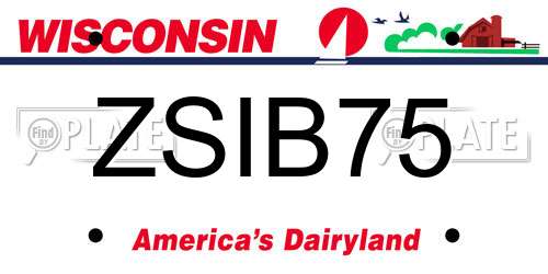 ZSIB75 Wisconsin License Plate