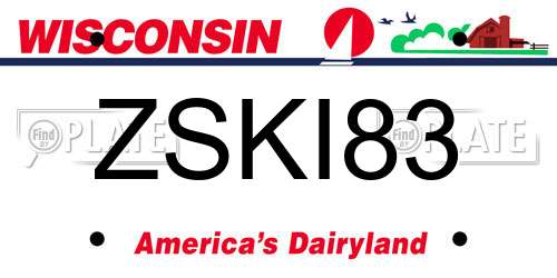 ZSKI83 Wisconsin License Plate