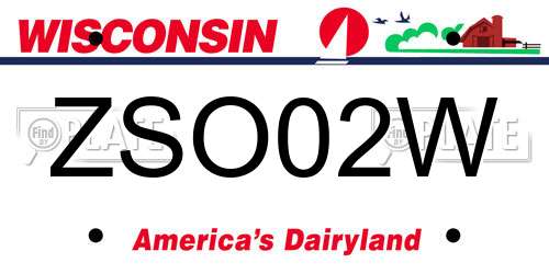 ZSO02W Wisconsin License Plate