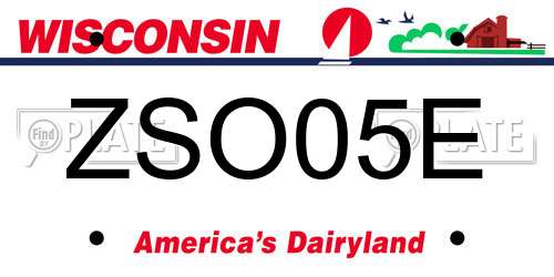 ZSO05E Wisconsin License Plate