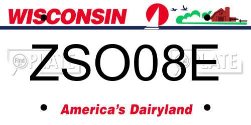 ZSO08E Wisconsin License Plate