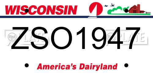 ZSO1947 Wisconsin License Plate