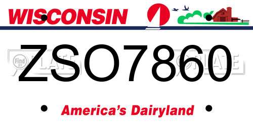 ZSO7860 Wisconsin License Plate