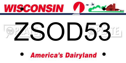 ZSOD53 Wisconsin License Plate